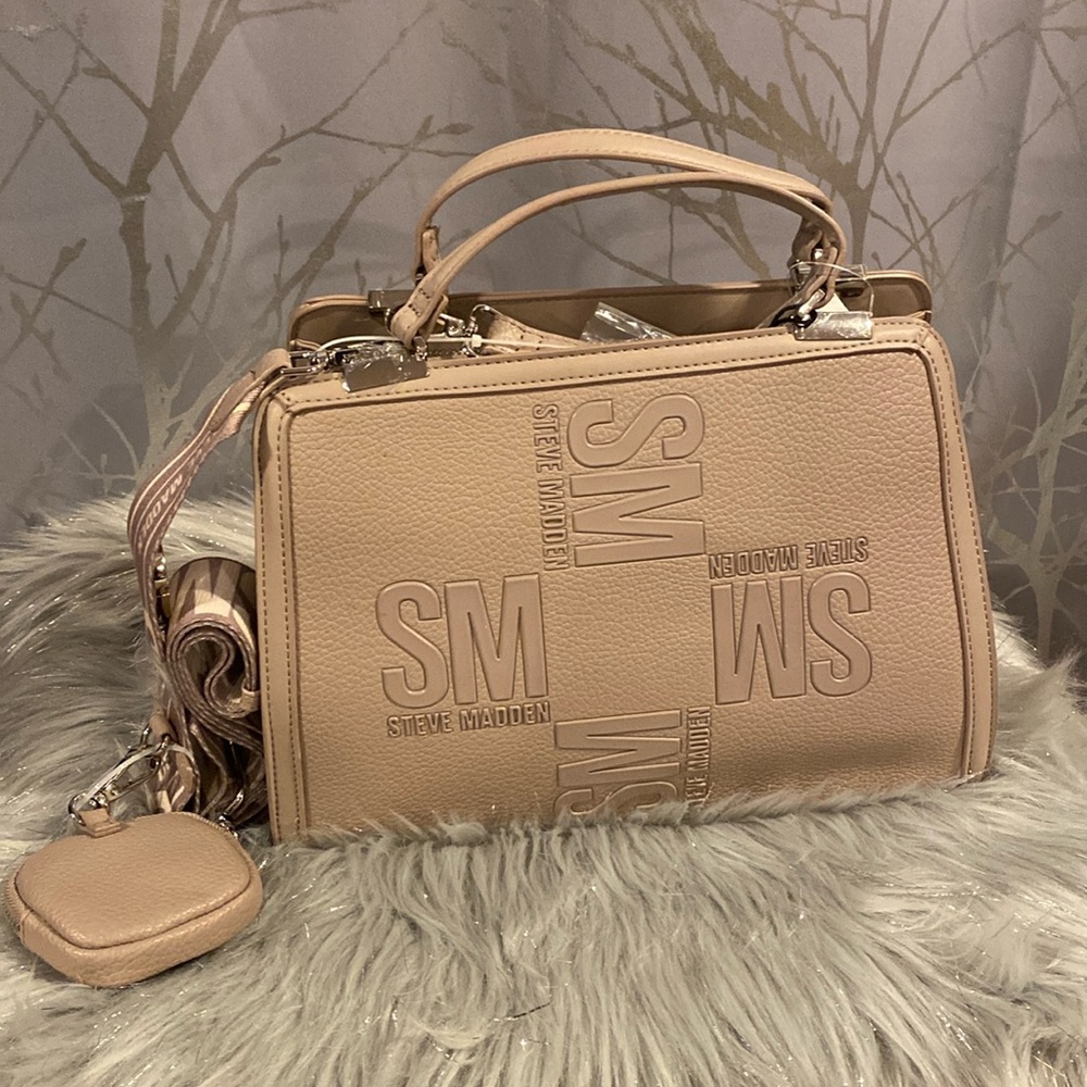 BNWT STEVE MADDEN BMateo Satchel Crossbody Bag in Mushroom Brown